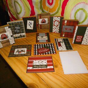 Set of 12 Handmade "Cozy & Warm" Christmas Cards NWT